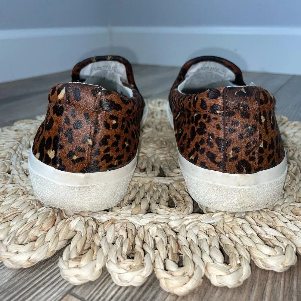 Madewell Women's 8 Sidewalk Slip On Sneakers Real Calf Hair Leopard‎ Print